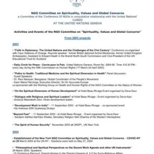 خرید و دانلود نسخه کامل کتاب Activities and Events of the NGO Committee on Spirituality, Values and Global Concerns