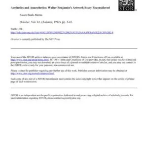 خرید و دانلود نسخه کامل کتاب Aesthetics and Anaesthetics: Walter Benjamin’s Artwork Essay Reconsidered