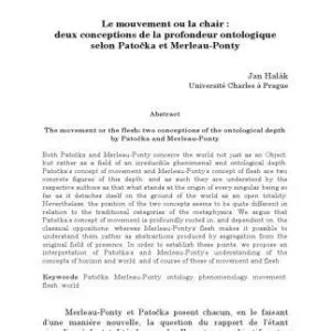 خرید و دانلود نسخه کامل کتاب [article] Le mouvement ou la chair : deux conceptions de la profondeur ontologique selon Patočka et Merleau-Ponty