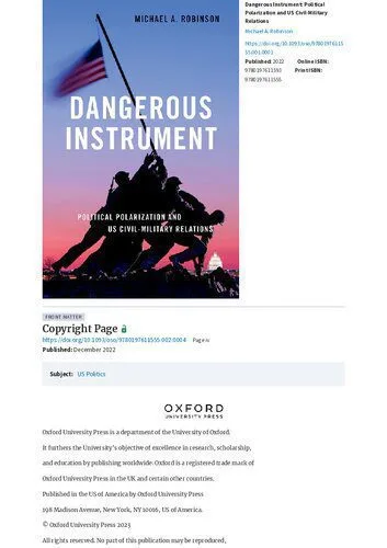 خرید و دانلود نسخه کامل کتاب Dangerous Instrument: Political Polarization and US Civil-Military Relations_68e7622d6042d.jpeg خرید و دانلود نسخه کامل کتاب Dangerous Instrument: Political Polarization and US Civil-Military Relations