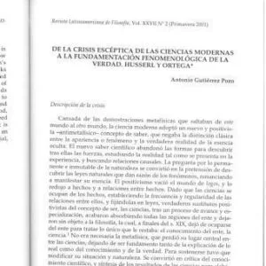 خرید و دانلود نسخه کامل کتاب De la crisis escéptica de las ciencias a la fundamentación fenomenológica de la verdad. Husserl y Ortega