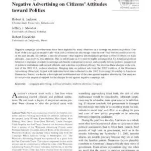 خرید و دانلود نسخه کامل کتاب Examining the Possible Corrosive Impact of Negative Advertising on Citizens’ Attitudes toward Politics