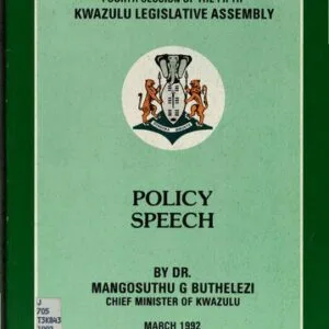 خرید و دانلود نسخه کامل کتاب Fourth Session of the Fifth KwaZulu Legislative Assembly. Policy Speech