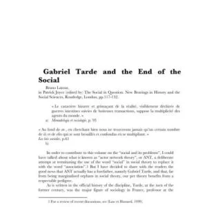 خرید و دانلود نسخه کامل کتاب Gabriel Tarde and the End of the Social