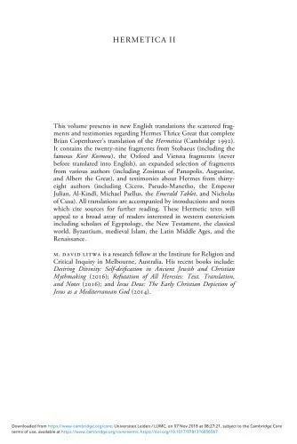 خرید و دانلود نسخه کامل کتاب Hermetica II: The Excerpts of Stobaeus, Papyrus Fragments, and Ancient Testimonies in an English Translation with Notes and Introduction_68fd368f62df1.jpeg خرید و دانلود نسخه کامل کتاب Hermetica II: The Excerpts of Stobaeus, Papyrus Fragments, and Ancient Testimonies in an English Translation with Notes and Introduction