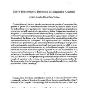 خرید و دانلود نسخه کامل کتاب Kant’s Transcendental Deduction as a Regressive Argument