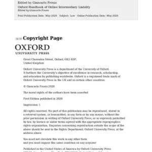 خرید و دانلود نسخه کامل کتاب Oxford Handbook of Online Intermediary Liability