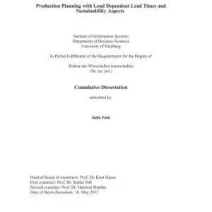 خرید و دانلود نسخه کامل کتاب Production Planning with Load Dependent Lead Times and Sustainability Aspects