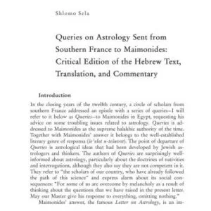 خرید و دانلود نسخه کامل کتاب Queries on astrology sent from southern France to Maimonides