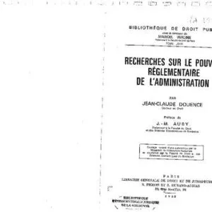 خرید و دانلود نسخه کامل کتاب Recherches sur le pouvoir réglementaire de l’administration