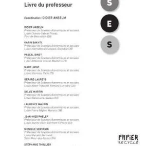خرید و دانلود نسخه کامل کتاب Sciences économiques et sociales 1 re – Livre du professeur