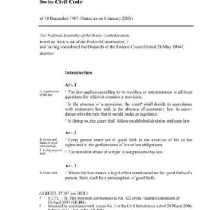 خرید و دانلود نسخه کامل کتاب Swiss Civil Code