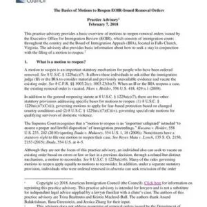 خرید و دانلود نسخه کامل کتاب The Basics of Motions to Reopen EOIR-Issued Removal Orders