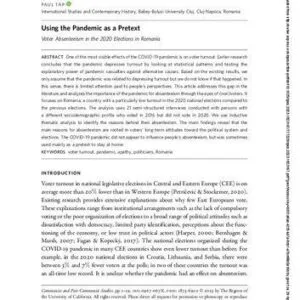خرید و دانلود نسخه کامل کتاب Using the Pandemic as a Pretext: Voter Absenteeism in the 2020 Elections in Romania
