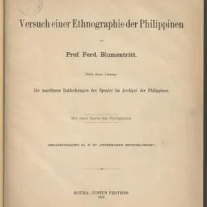 خرید و دانلود نسخه کامل کتاب Versuch einer Ethnographie der Philippinen Nebst einem Anhänge: Die maritimen Entdeckungen der Spanier im Archipel der Philippinen