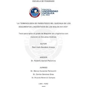 خرید و دانلود نسخه کامل کتاب La terminología de parentesco del quechua en los documentos lingüísticos de los siglos XVI-XVII