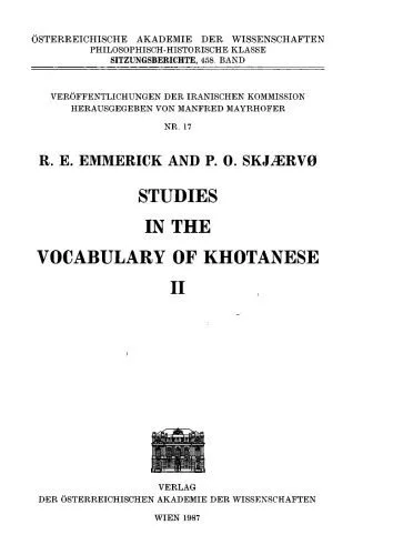 خرید و دانلود نسخه کامل کتاب Studies in the Vocabulary of Khotanese_68c514f0031a9.jpeg خرید و دانلود نسخه کامل کتاب Studies in the Vocabulary of Khotanese